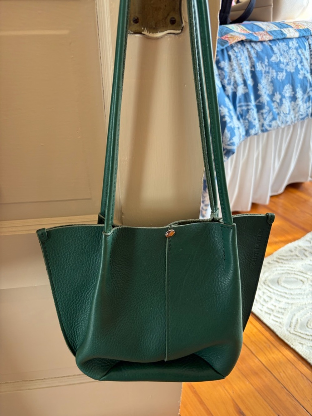 Portland Leather Emerald Green Pebbled Tote - Picture 2 of 7